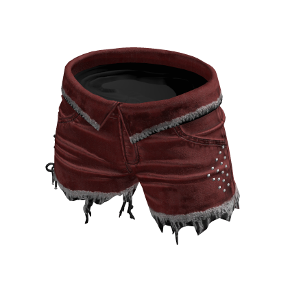 Red Grunge Emo Denim Torn Shorts