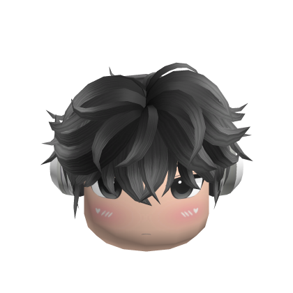 Anime Face Head & Black & White Hair Headphones Roblox item