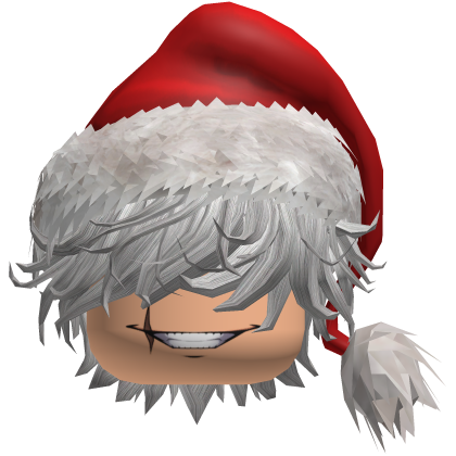 Messy Emo White Hair W/ Santa Hat & Smile Roblox item