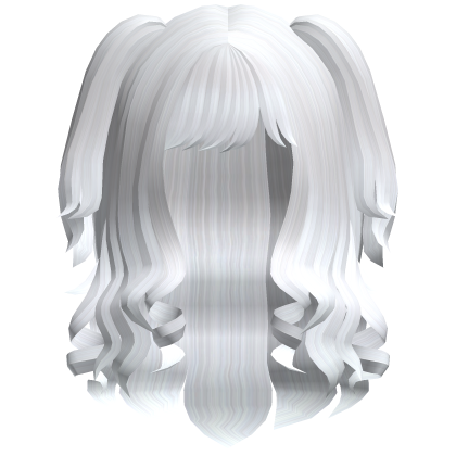 Cute Swirly Curled Pigtails (White)