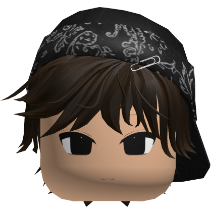Male mask Messy Emo Brown Hair w Y2K cap Roblox item