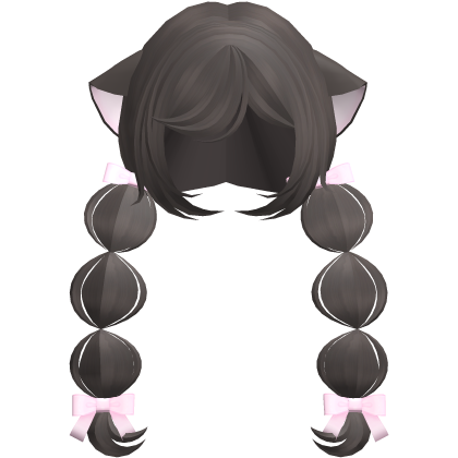 ୨ৎ Cute Dark Browm Neko Kawaii Braids W Bows  Roblox item