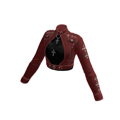 Goth Cutout Crop Jacket w/ Cross (Red)