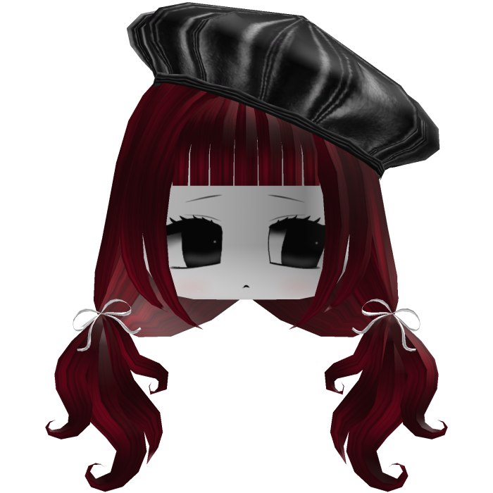 Red Kawaii Pigtails w/ Bows & Chibi Face