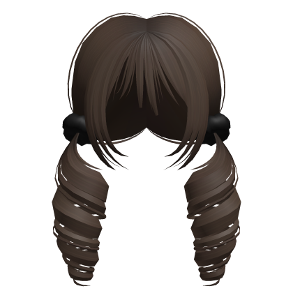 Brown curly pigtails w/ black scrunchie ۶ৎ
