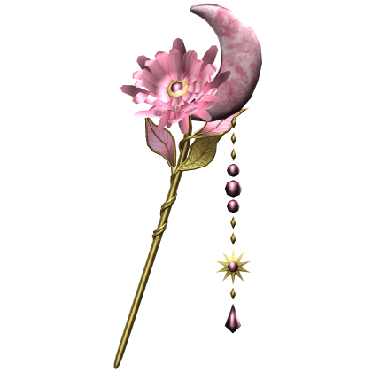 Flower & Moon Magical Staff In Light Pink & Gold Roblox item