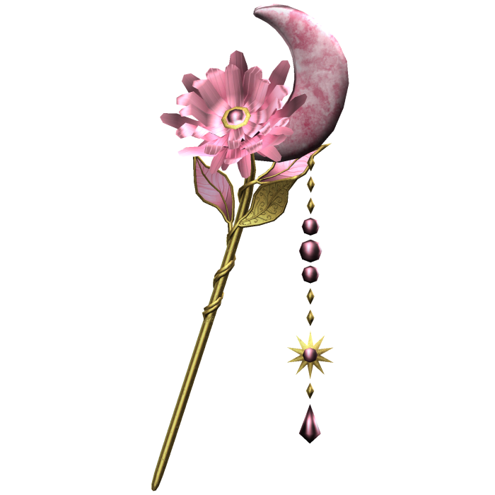 Flower & Moon Magical Staff In Light Pink & Gold