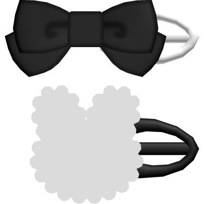 Cute Ruffled Bunny Sparkle Bow Hair Clip in Black Roblox item