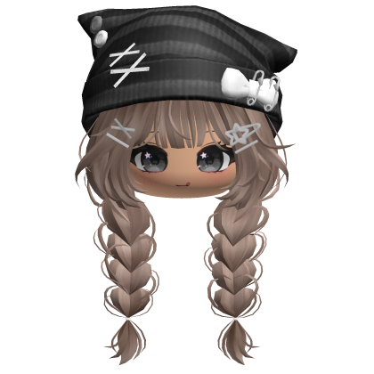 🍀Cute Girl Braided w/Cat Beanie(Milktea)