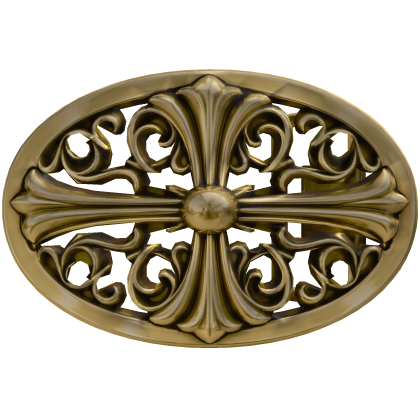 Gold Gothic Ornate Cross Belt Buckle