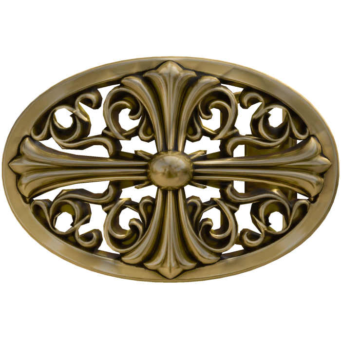 Gold Gothic Ornate Cross Belt Buckle