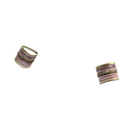 Leopard Print Gold Pink Bracelets 2000s Y2K