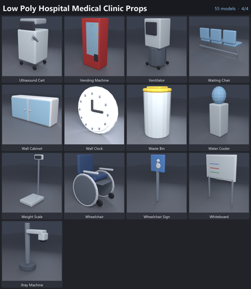 Low Poly Hospital Medical Clinic Props Pack x55 preview 4