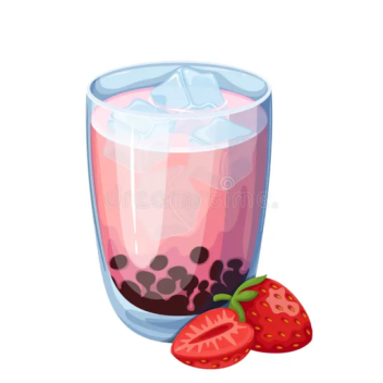 Jump into a GIANT glass cup of strawberry BOBA!
