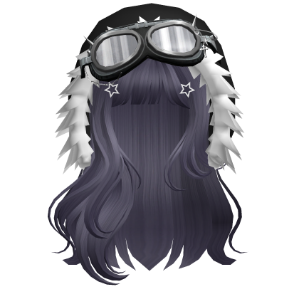 long anime hair w/ Y2K Hood Goggles purple Roblox item