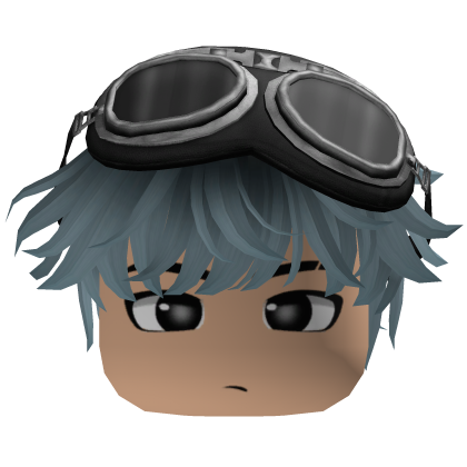 Steel Blue Messy Fluffy Hair w/ Y2K Goggles Roblox item