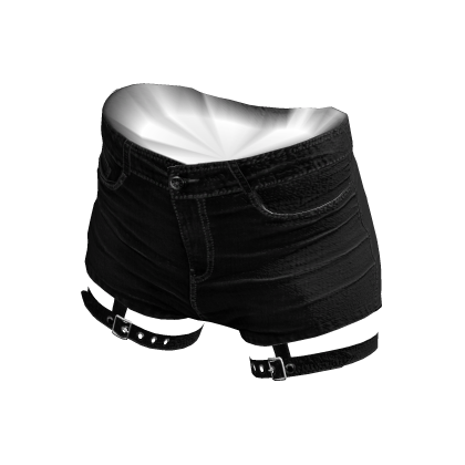 Y2K Denim Shorts with Straps Black