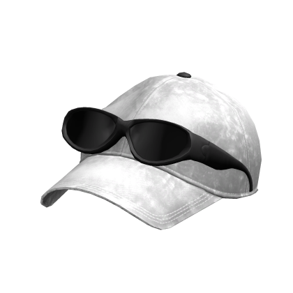 Faded Cap with Sunglasses White