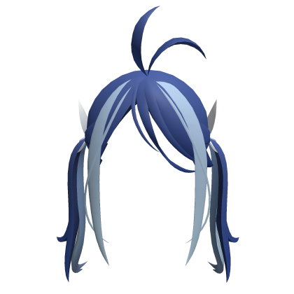 Navy & Light Blue Hair w/ Twintails & Ribbons