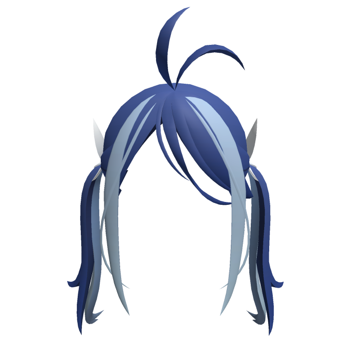 Navy & Light Blue Hair w/ Twintails & Ribbons