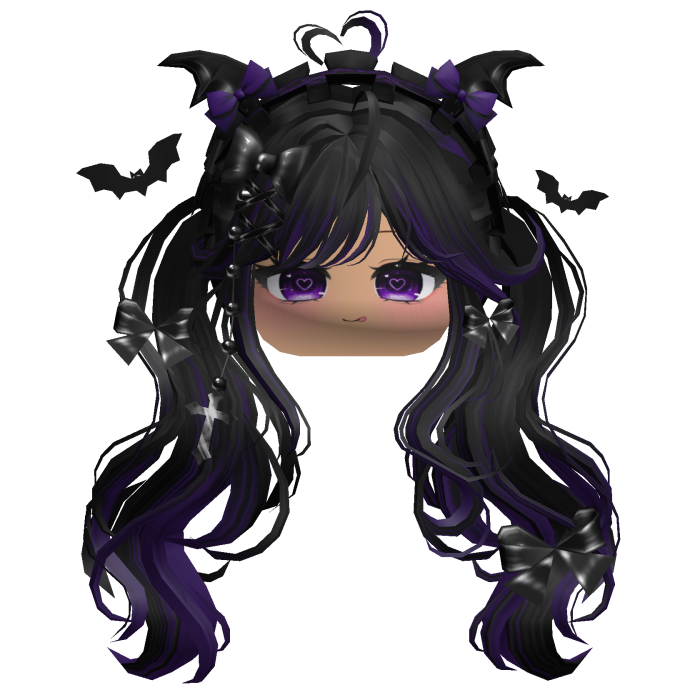 Goth Wavy Pigtails w/Headband (Black&Purple)