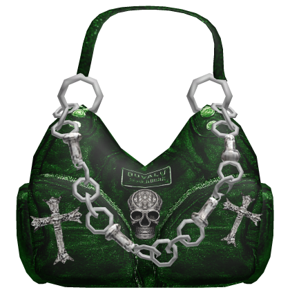 Y2k Grunge Skull Cross Purse (Green) thumbnail