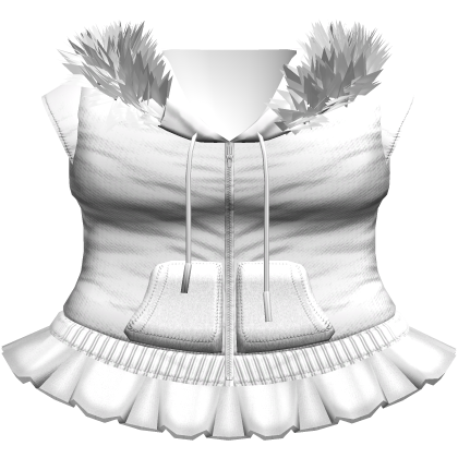 ♱ gothic emo fur hoodie + skirt in white Roblox item