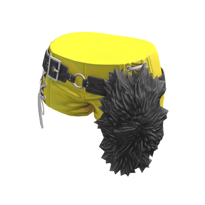 BB KPOP aespa Yellow Leather Belted Fur Shorts thumbnail
