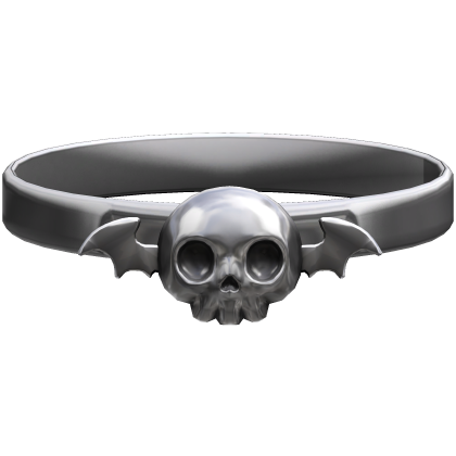 silver metallic skull bat halloween thick choker