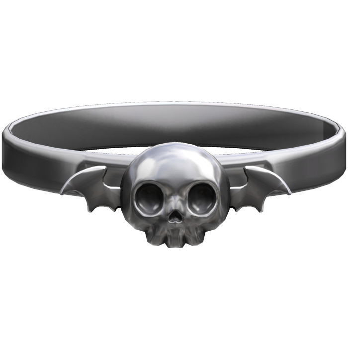 silver metallic skull bat halloween thick choker