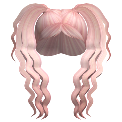 Pink Hair Girl Ponytails Curly Crimped Long zae Roblox item