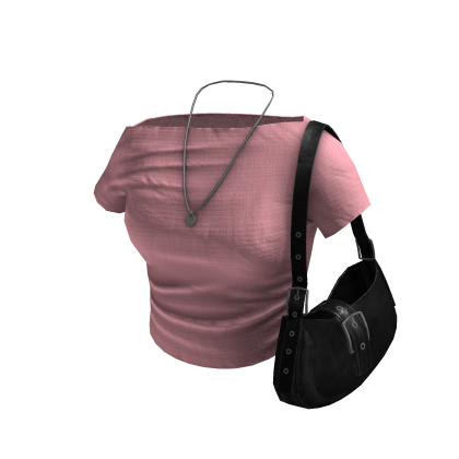 Downtown Girl Navy Top w/ Leather Bag Pink thumbnail