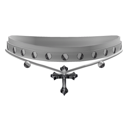 alt studded white cross choker with piercings
