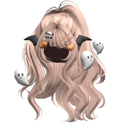 Platinium Halloween Hairclips Wavy Half Down