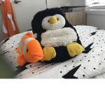 Penguin and fishy and Kobe hang out