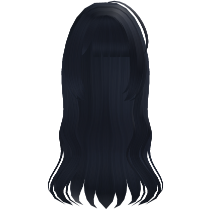 cute hime bangs wavy long hair in blue Roblox item