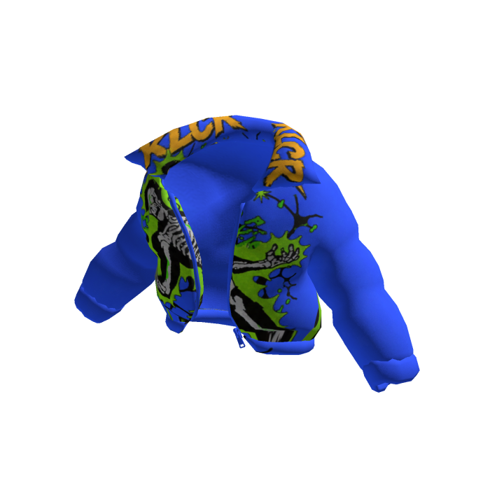 [Y2K] Blue Green KLCR Graffiti Puffer Jacket