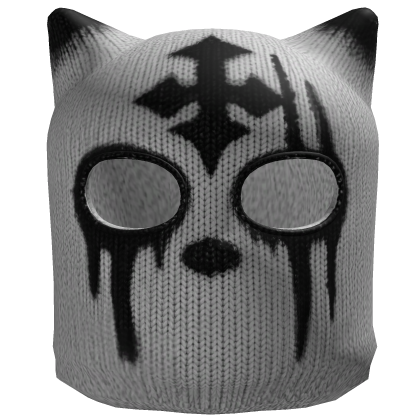 White Gothic Cross Knit Balaclava