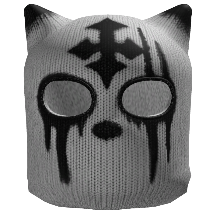 White Gothic Cross Knit Balaclava
