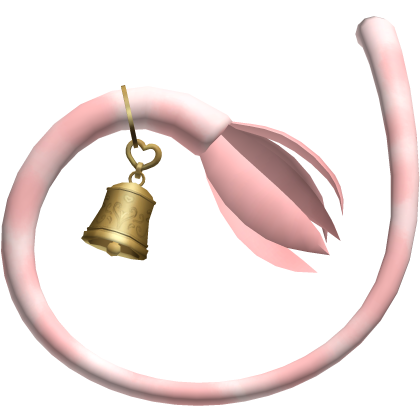 Curled Furry Cow Tail W Stylized Bell | Pink White Roblox item