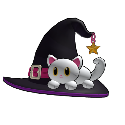 Cute White Kitty Witch Cartoon Hat