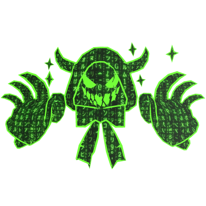 Green Hacker Cartoony Demon Hood Pauldrons Combi