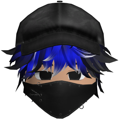 Beautiful boy, emo mask & cap, Y2K skater (blue)
