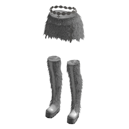 Gray Fuzzy Skirt & Boot Set