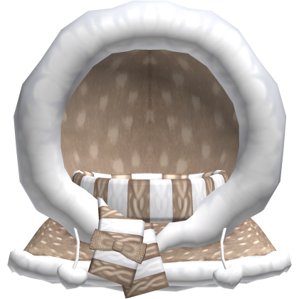 Cute Kawaii Cozy Winter Hood w Scarf in Fawn