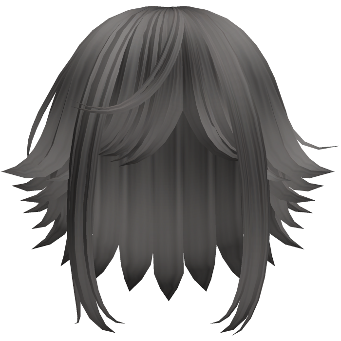kawaii messy short hair with tufts in grey