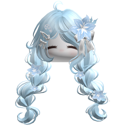♡ Christmas Preppy Flower Braids (Pastel Blue)