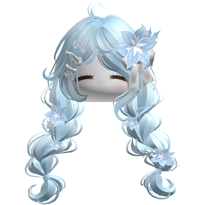 ♡ Christmas Preppy Flower Braids (Pastel Blue)