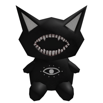 Creepy Black Cat Plushie W/Teeth