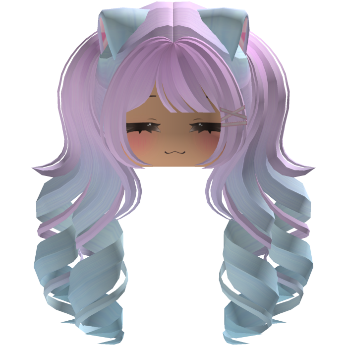 Cute hair emo Y2K cat-ear braids (Pink-blue)